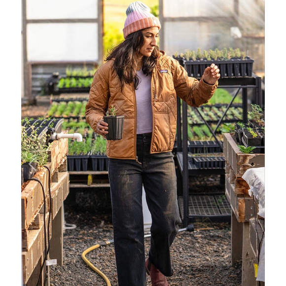 Patagonia Diamond Quilted Bomber Hoody Jacket Women’s Size Small NWT Deer Brown - Picture 2 of 5